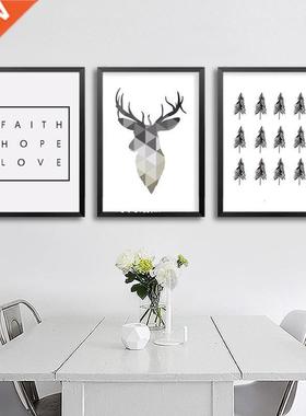 Geometric Deer Faith Quote Canvas Painting Nordic Poster Wal