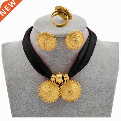 Anniyo DIY Rope Chain Ethiopian Jewelry Set Gold Color Eritr