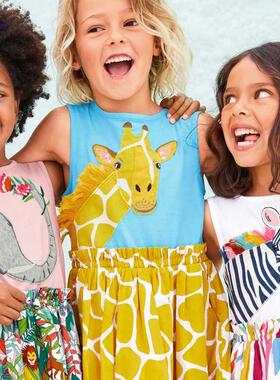 Little maven 2022 Giraffe Summer Dress Cotton Soft Casual Cl