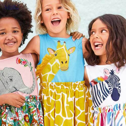 Little maven 2022 Giraffe Summer Dress Cotton Soft Casual Cl