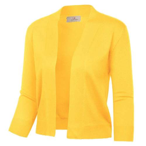 jacket Woen shrug 3/4 Sleeve Opening Front bolero solid sli