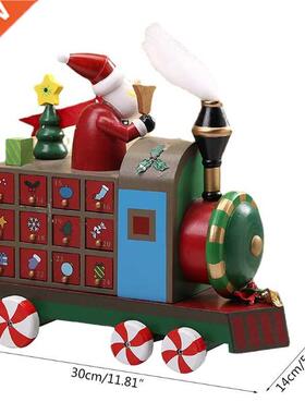 Panted Tran Wooden Advent Calendar Countdown Chrstmas