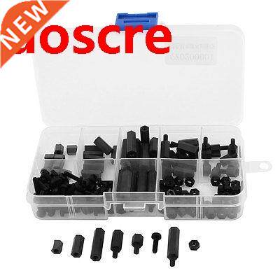 Blck M3 Nylon Hex Spcers Screw Nut Stnd-off ssortment Ki