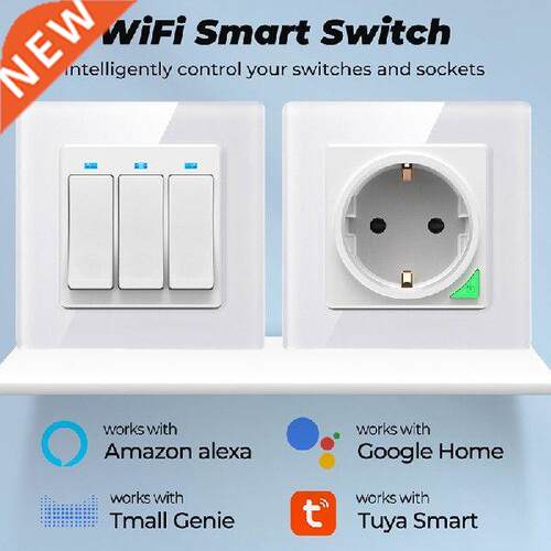 16A Tuya Smart WIFI Wireless Switch Socket Eu and US Glass