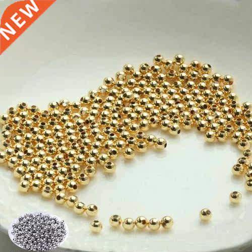 2MM 2.5MM 4MM 6MM 14K Gold Color Plated Brass Round Ball Bea
