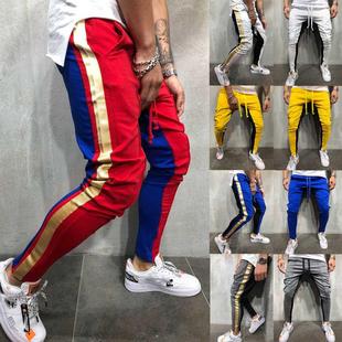 New Autumn Men Slim Fit Trousers Tracksuit Bottoms Stiped Sk