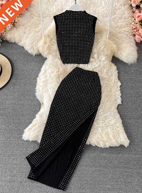 Woman Sexy Club Party Two Piece Sets Clothing Summer Diamond