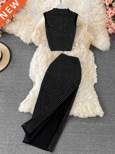 Woman Sexy Club Party Two Piece Sets Clothing Summer Diamond