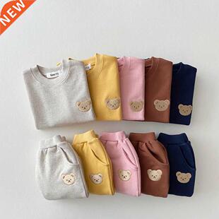 Boys Grils Clothes Sets Long Sleeve Cartoon Bear Boutique Ou