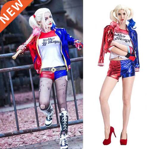 Women Girls Carnival Harleen Quinzel Cosplay Costume T-shirt