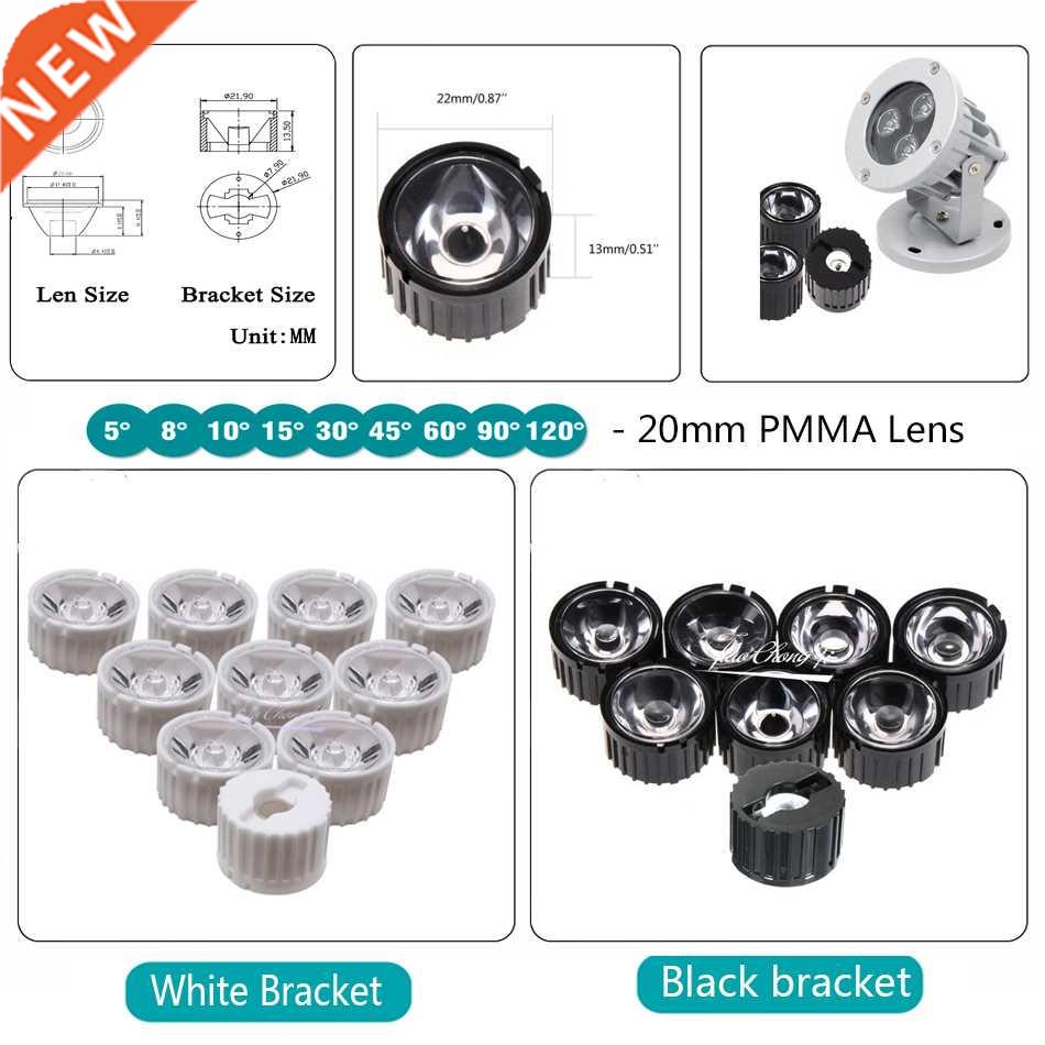 50PCS/lot 5 8 10 15 25 0 45 60 90 120 Degrees LED Lens 20mm