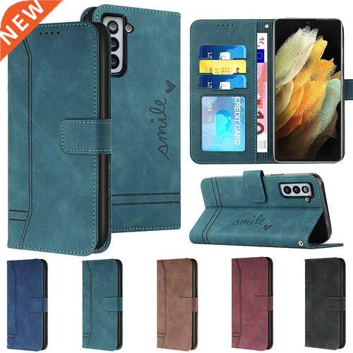 Matte Leather Wallet Case for Samsung Galaxy S22 S21 S20 S21