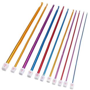 11pcs 27cm Multicolour Aluminum Tunisian Afghan Crochet Hook