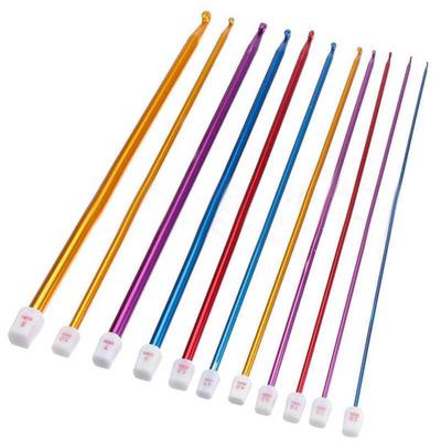 11pcs 27cm Multicolour Aluminum Tunisian Afghan Crochet Hook