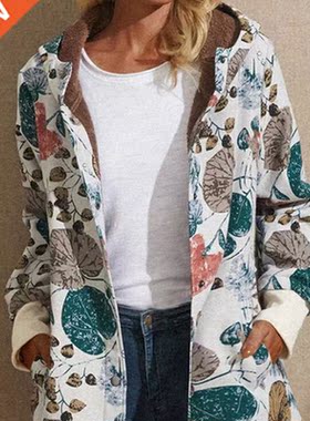 M-5xl Women's large fleece medum length coat大码加绒外套女