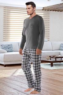 Long Sleeve Male Spring Men Pure Full Cotton Pajama Set For