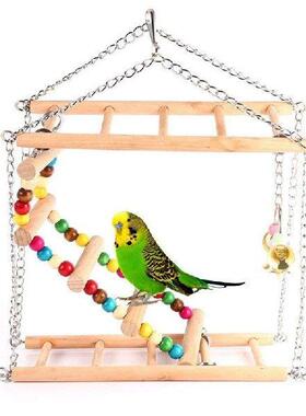 Parrot Ladder Toy Bell Natural Anti-biting Bird Cage Ladder