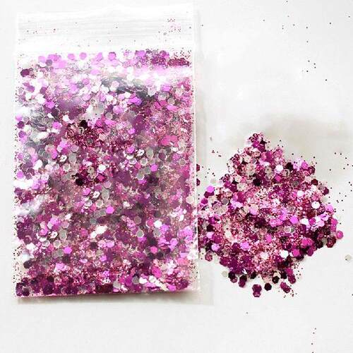 1 Box Nail Glitter Flakes Sparkly 3D Hexagon Colorful