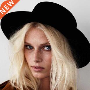 New Fashon Wool Pork Pe Boater Flat Top Hat For Women's Me