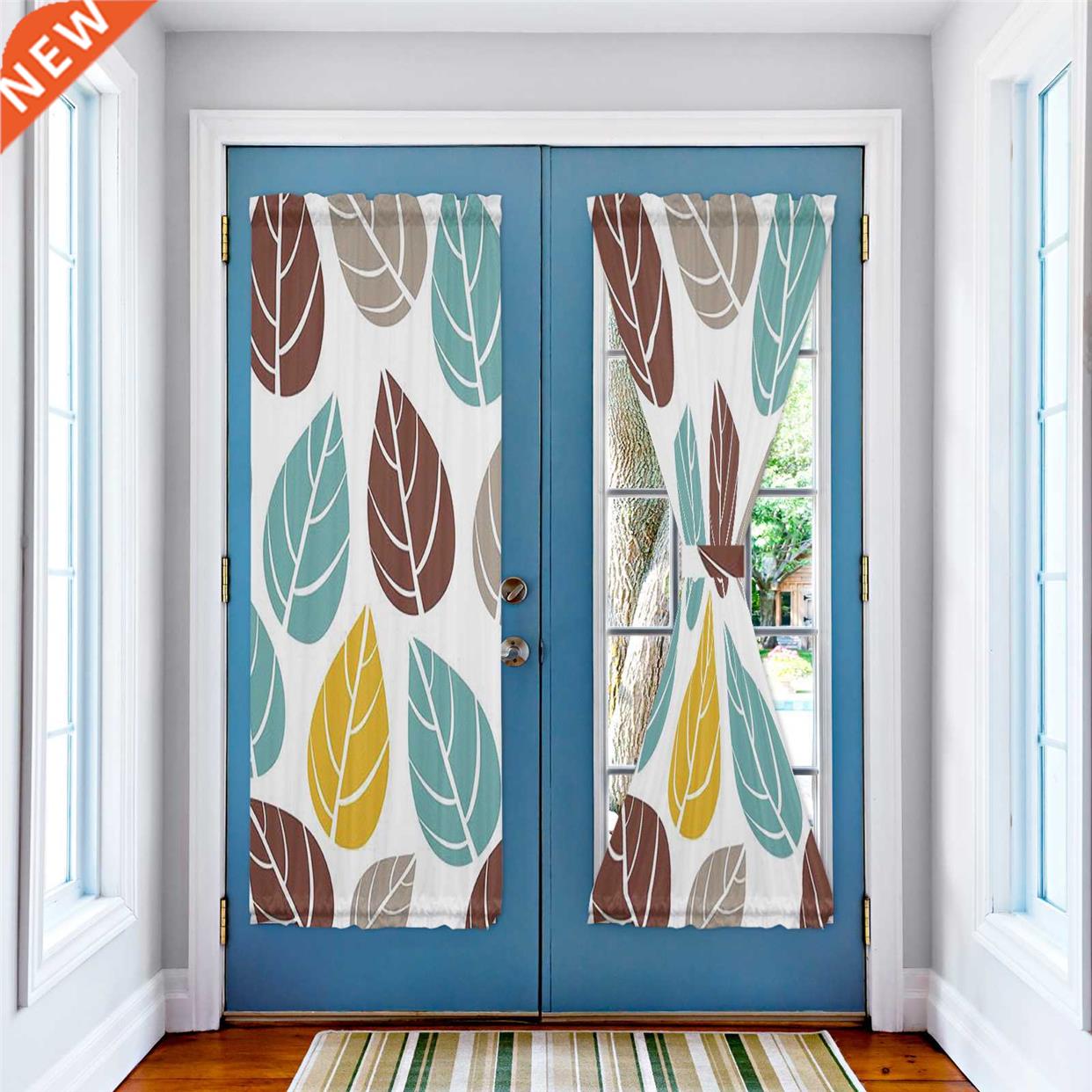 Vector Colorful Leaf Pattern Luxury Door Curtain for