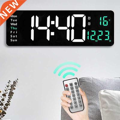 Large Digital Wall Clock Remote Control Temp Date Week Displ