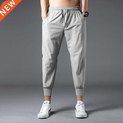 KB Summer New Men's Casual Pants Ice Silk Capris Men's Sport