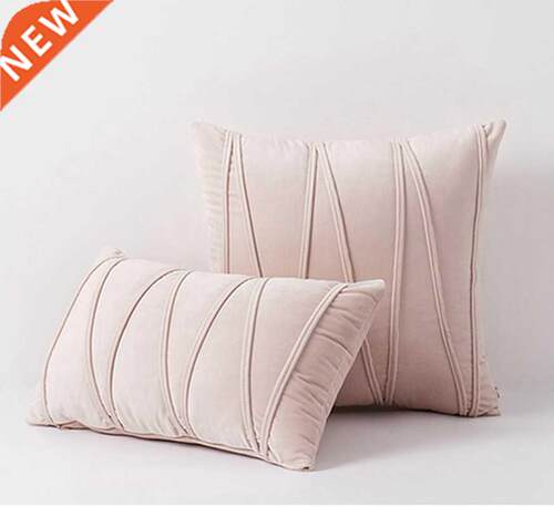 Inyahome New Art Velvet Yellow lue Pink Solid Color Cushion