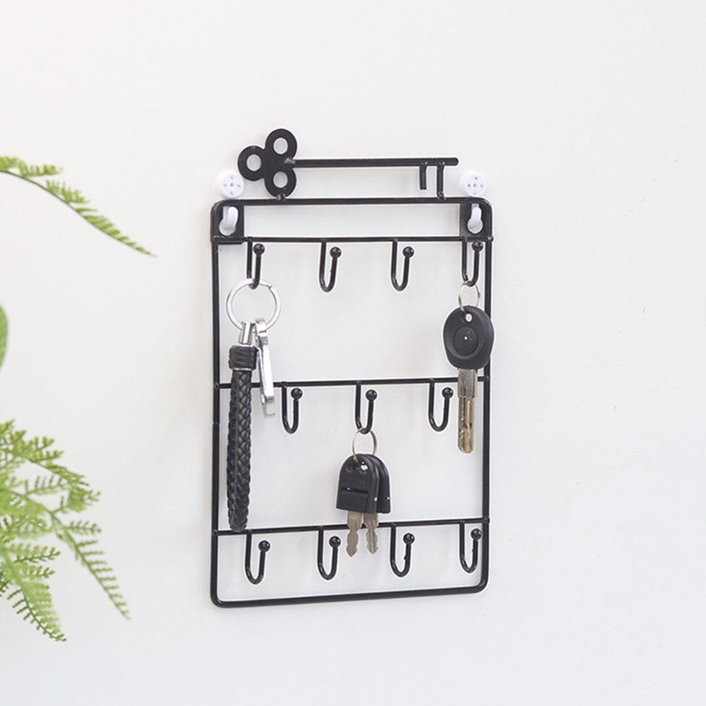 Modern Style Iron Wall Mounted 11 Hangers Hooks Key Holder C