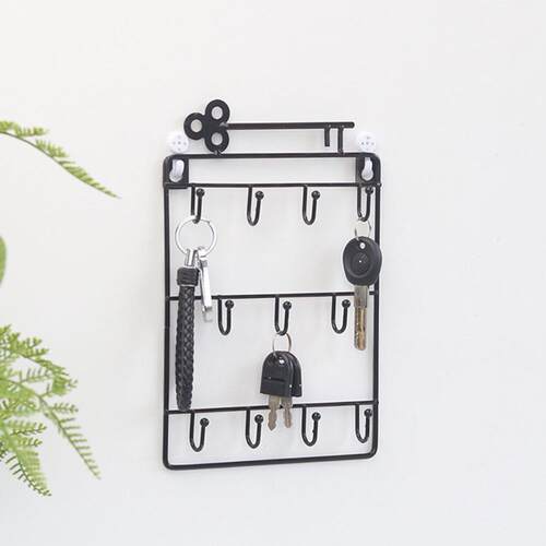 Modern Style Iron Wall Mounted 11 Hangers Hooks Key Holder C