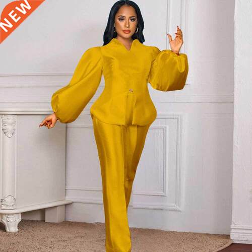 S-xxxl Large Size Women high Waist Wide Leg Pant African Set