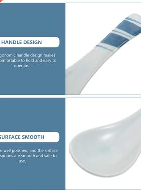 4Pcs Restaurant Porridge Dessert Spoons Ceramic Eating