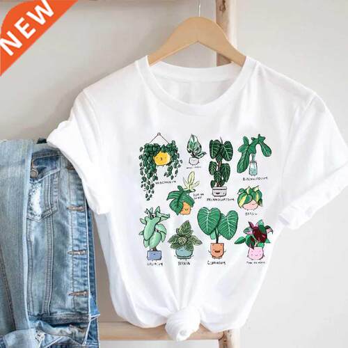 Women Prntng Cartoon Plant Sprng Summer 90s Mujer Camset