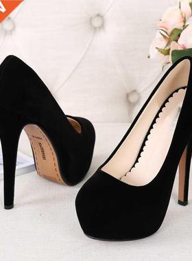 Sexy Extreme Platform High Heels Flock Leisure Heeled Shoes