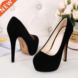 Sexy Extreme Platform High Heels Flock Leisure Heeled Shoes