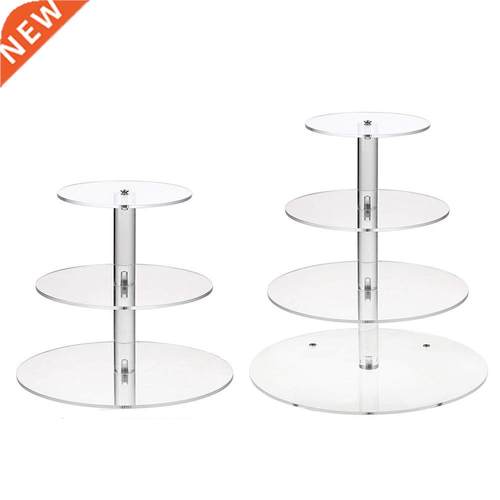 Transparent Round Acrylic 3/4 Tier Cake Holder Assemble and