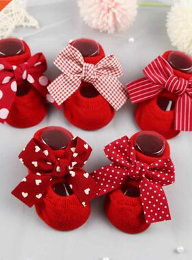 20121 Newborn Indoor Cotton Socks Bow Infant Anti Slip Socks