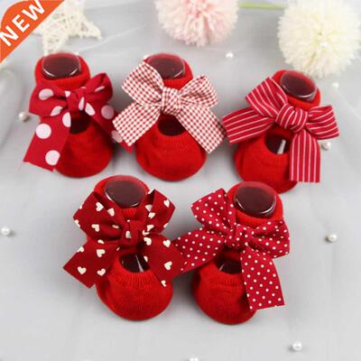 20121 Newborn Indoor Cotton Socks Bow Infant Anti Slip Socks