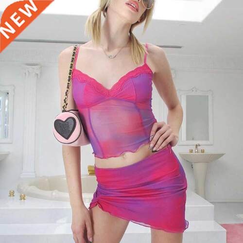 Summer Kawaii Women's Skirt 2022 Sunday Two Piece Set Sexy M