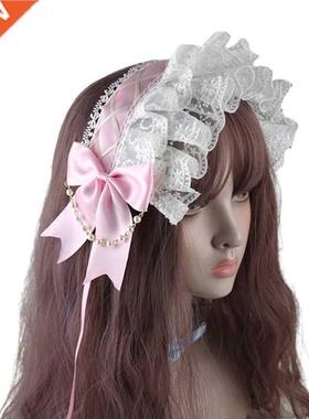 Sweet Lolta Bowknot Mad Headdress Ruffled Lace Headpece H
