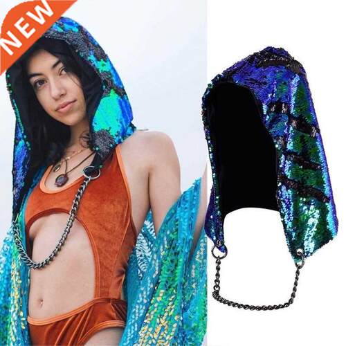 Fashion Hat Sequin Caps Halloween Party Rave Hood Hats for A