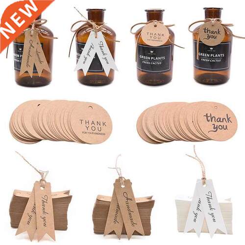 100Pcs Kraft Paper Thank You Hang Tag Handmade Gift Tag Labe