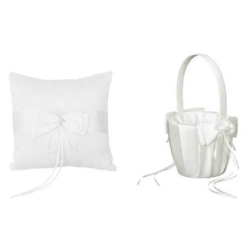 1 Pcs Ivory Faux Pearl Flower Ring Pillow Cushion & 1 Pc