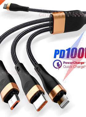 3 in 1 PD USB C Cable for iPhone 13 12 3in1 100W QC4.0 3.0 F