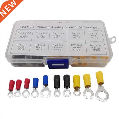 102Pcs/Box RV Ring Terminals Electrical Crimp Wire Cable Con