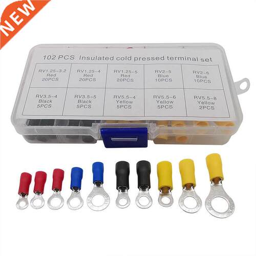 102Pcs/Box RV Ring Terminals Electrical Crimp Wire Cable Con