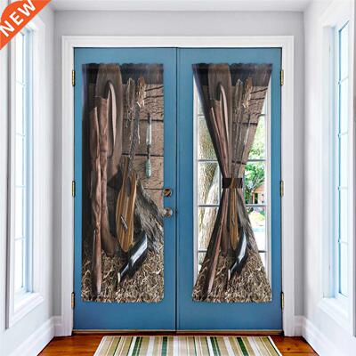 Western Cowboy Guitar Hat Leather Boots Door Curtains Decor