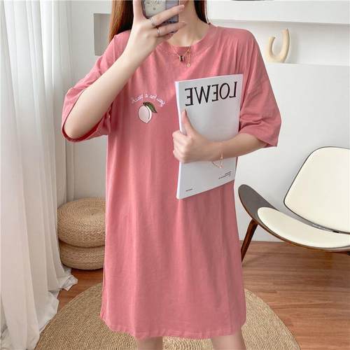 Peach Eroidery Cotton Casual Dress Nursing Clothes Top Lar