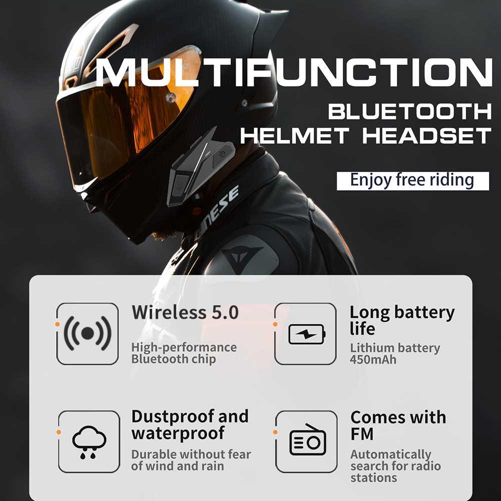 Multifunction Helmet Intercom Stereo Device Headsets Bluetoo