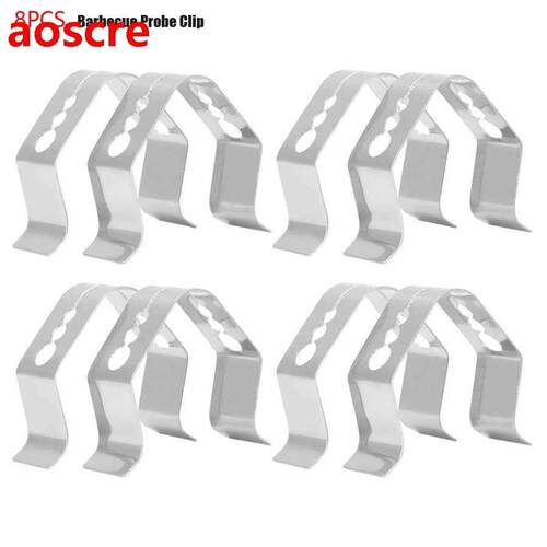 8Pcs Universal Meat Thermometer Barbecue Probe Clip Holder f