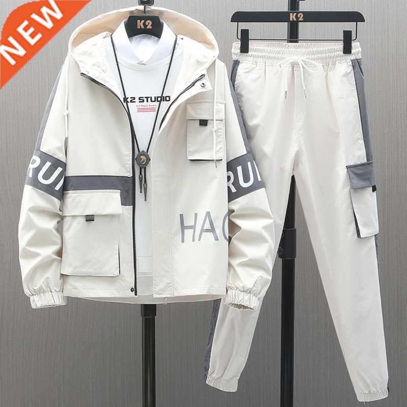 Men's Hooded Tracksuit 2021 Brand New Streetwear Patchwork M